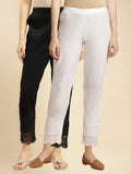 100% Cotton Solid Calf Length Straight Pants (Pack of 2)
