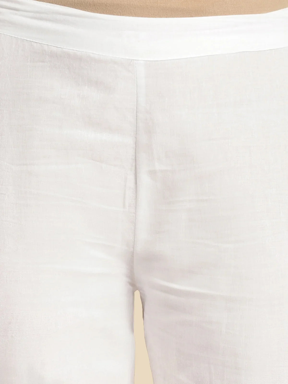 100% Cotton Solid Calf Length Straight Pants (Pack of 2)