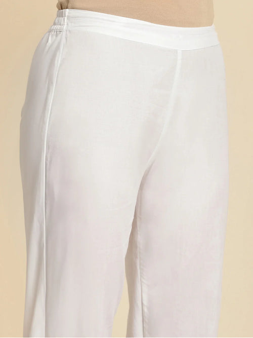 100% Cotton Solid Calf Length Straight Pant