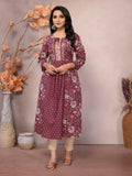 Cotton Embroidered Calf Length A-Line Kurta