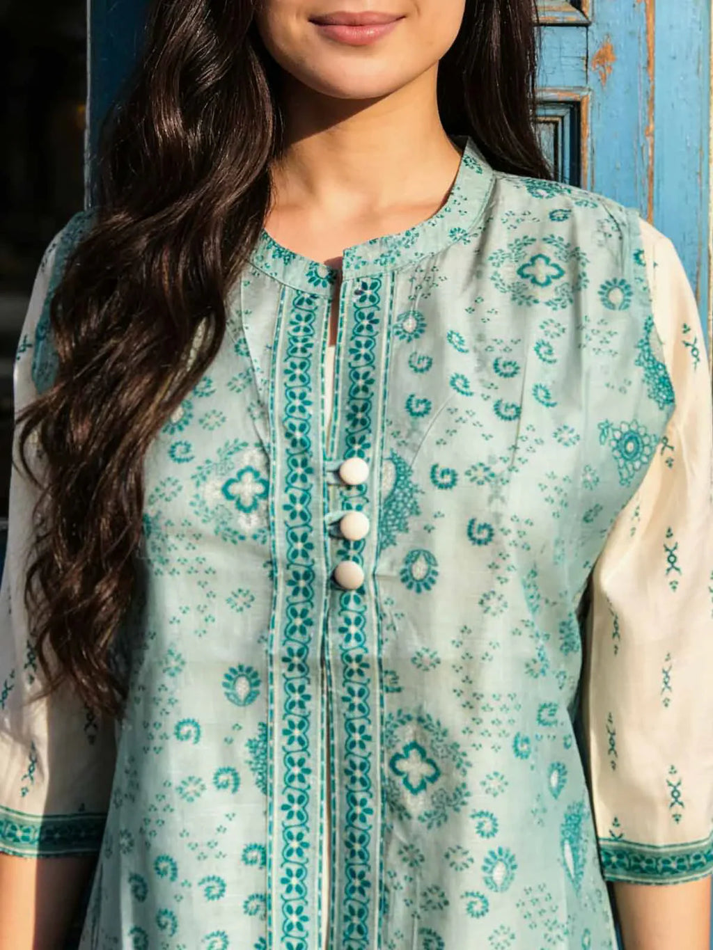 Chanderi Printed Layered Calf Length Kurta