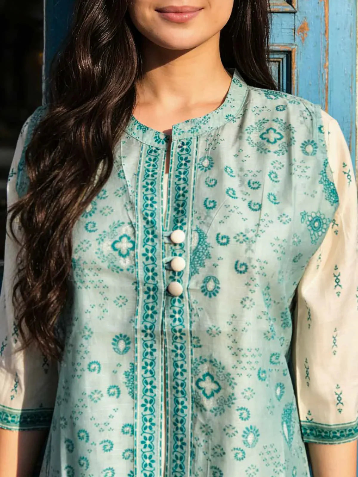 Chanderi Printed Layered Calf Length Kurta