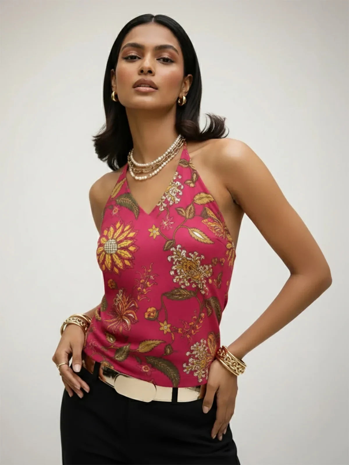 Cotton Cambric Printed Straight Top