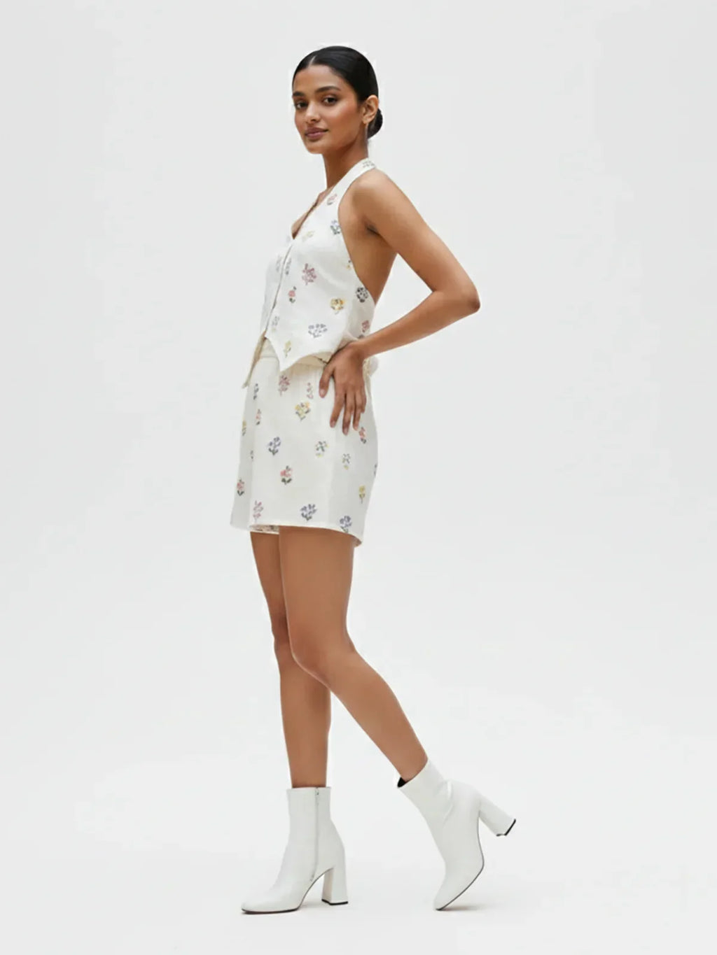 Cotton Flex Printed Waist Coat Top