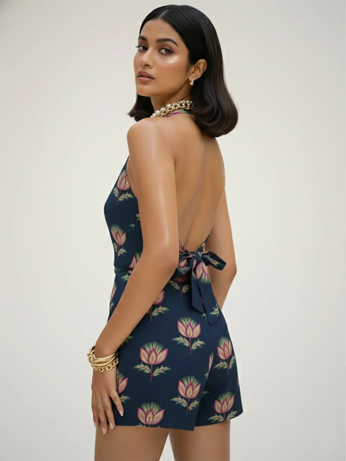 Cotton Flex Printed Waist Coat Top