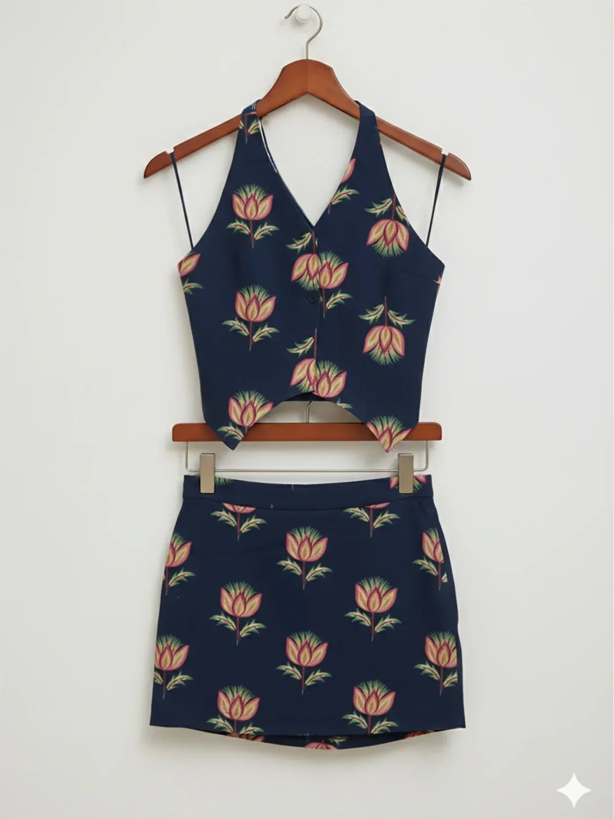 Cotton Flex Printed Waist Coat Top