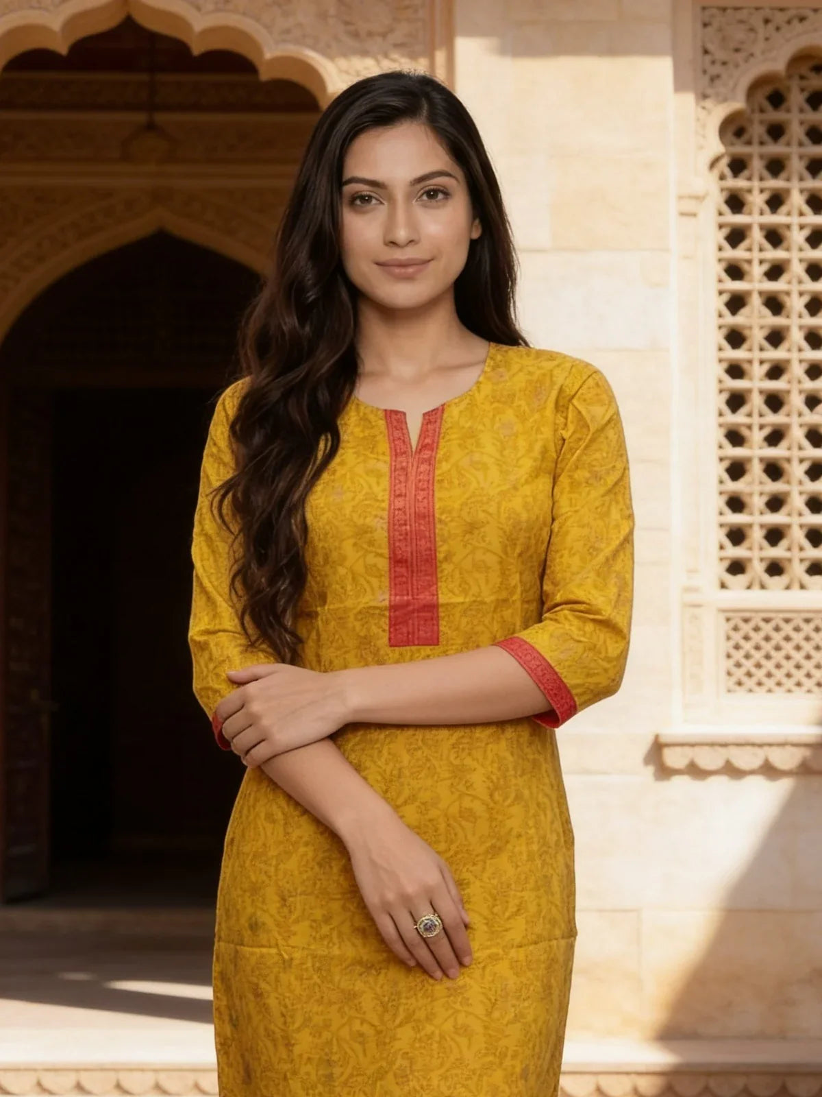 Cotton Printed Straight Knee Length Kurta