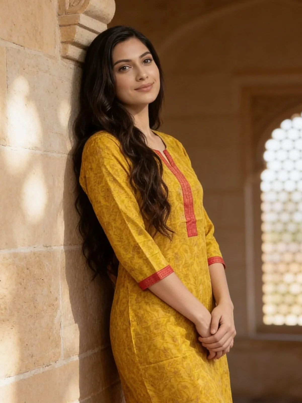 Cotton Printed Straight Knee Length Kurta