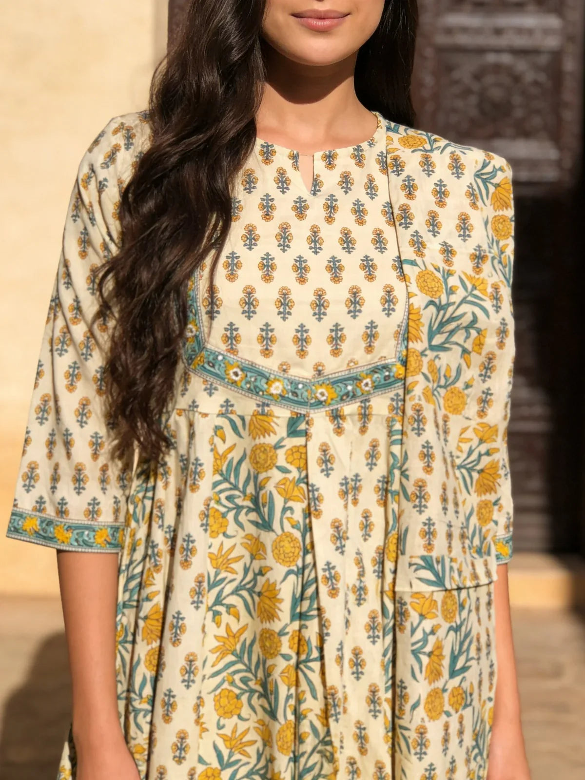 Cotton Embroidered Anarkali Calf Length Kurta With Pant and Dupatta