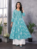 Cotton Embroidered Calf Length Anarkali Kurta