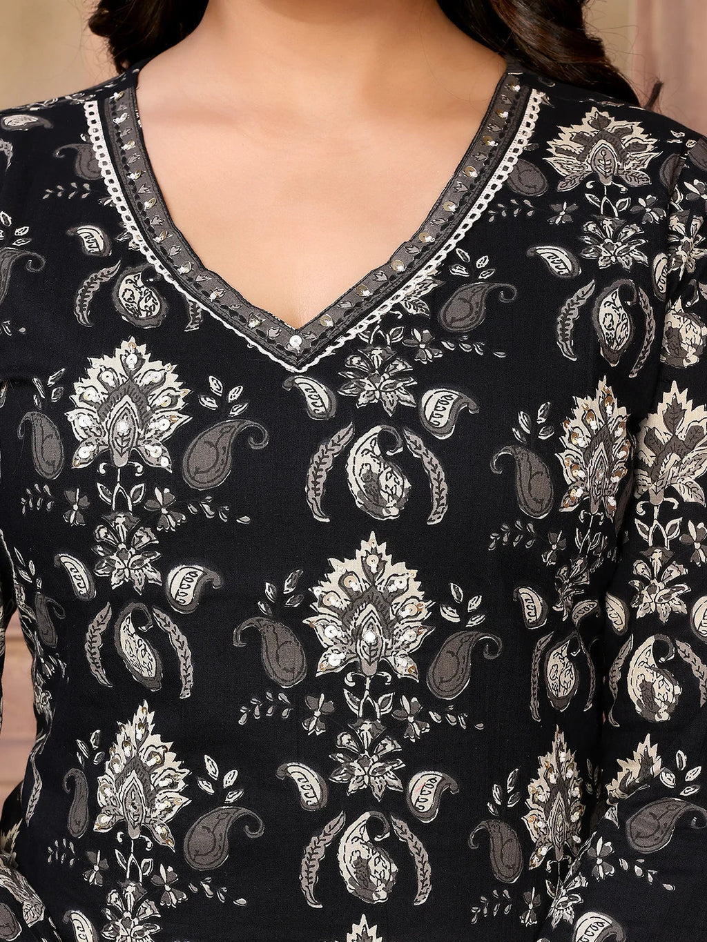 Cotton Embroidered Calf Length Straight Kurta