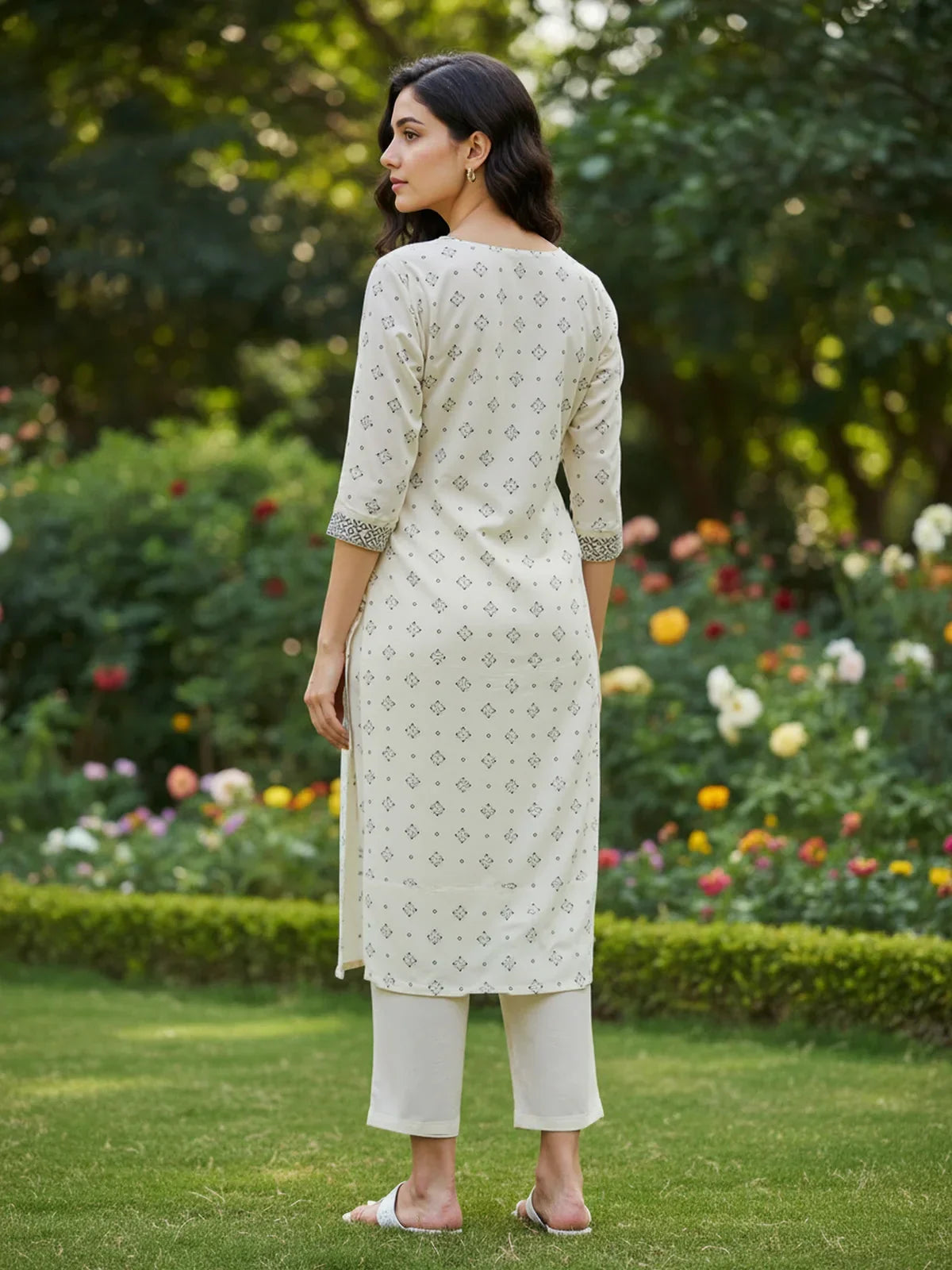 Chanderi Embroidered Straight Calf Length Kurta with Pant and Dupatta