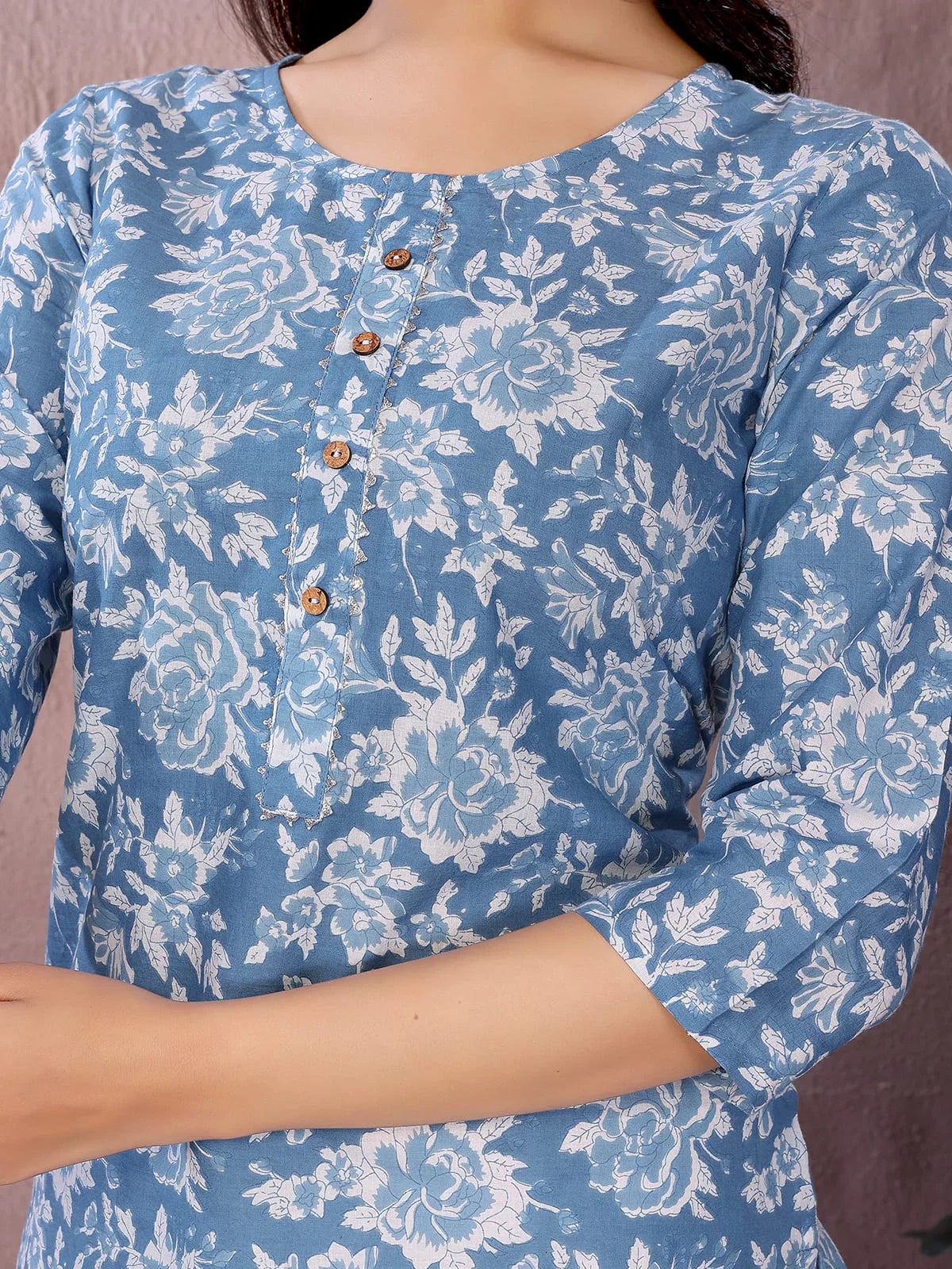 Cotton Printed Straight Knee Length Kurta