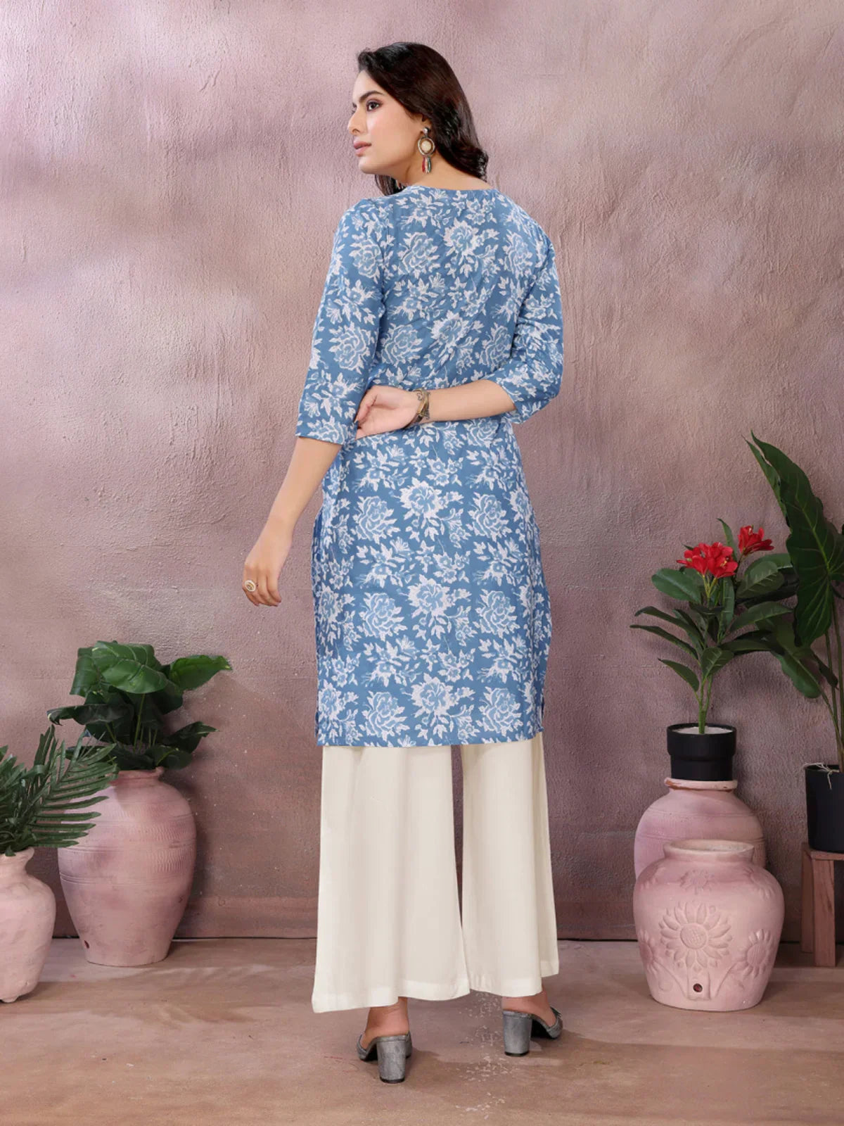 Cotton Printed Straight Knee Length Kurta