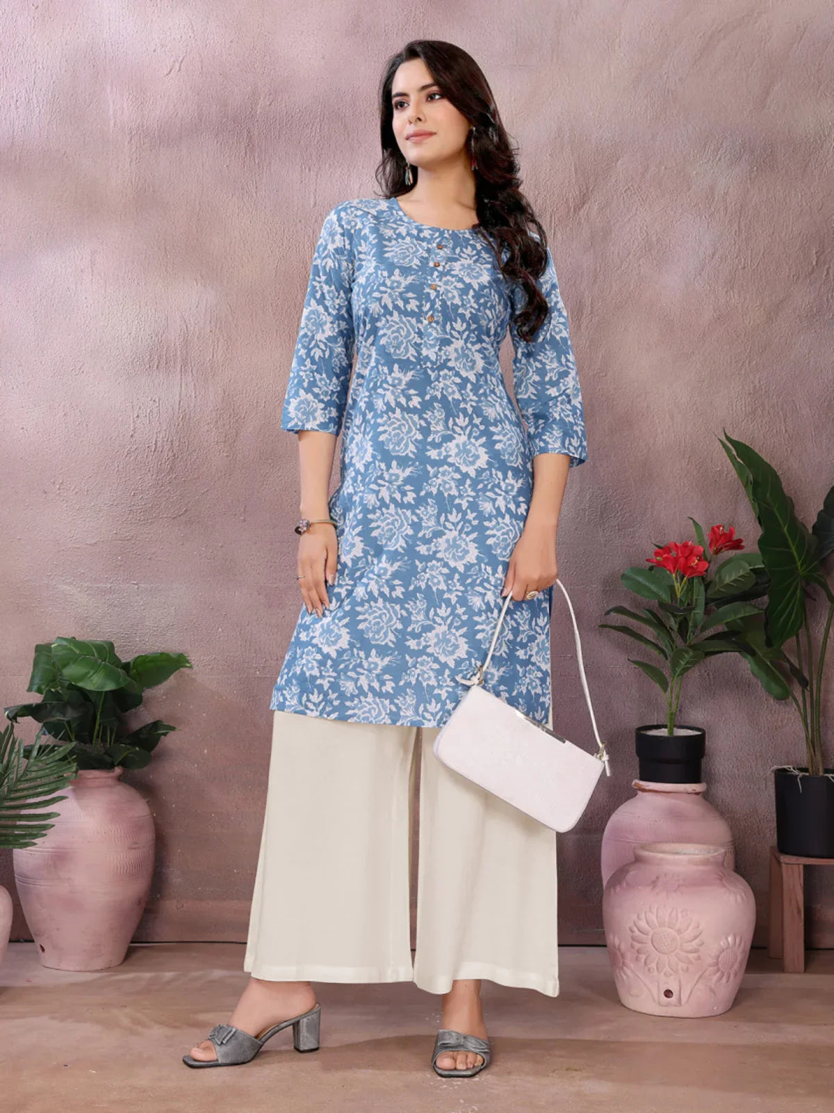 Cotton Printed Straight Knee Length Kurta