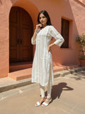 Cotton Embroidered Straight Calf Length Kurta