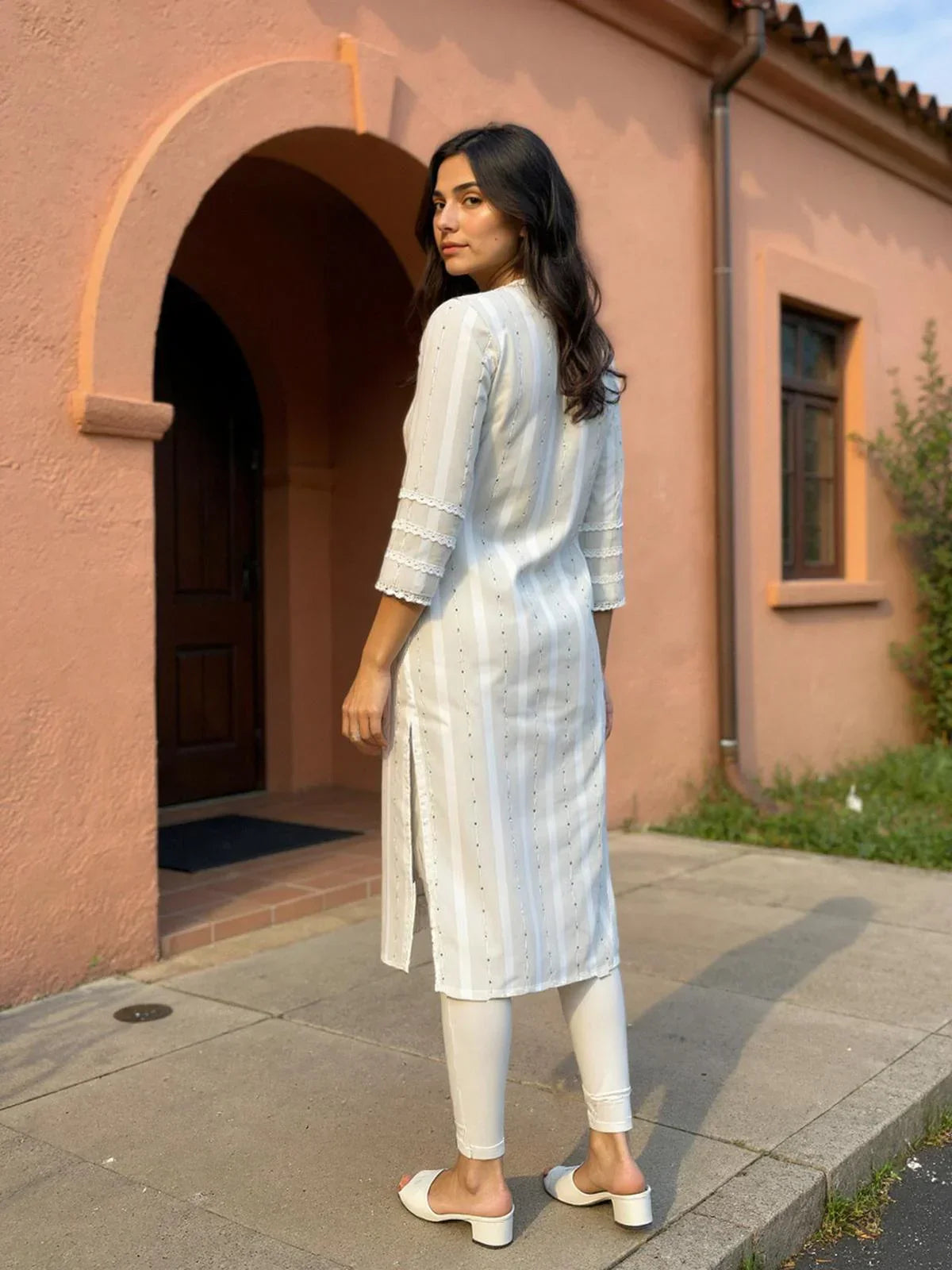 Cotton Embroidered Straight Calf Length Kurta