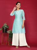 Chanderi Embroidered Straight Knee Length Kurta