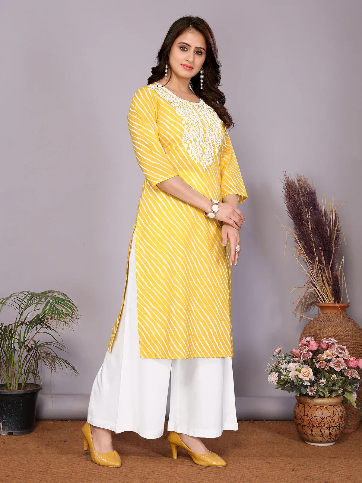 Cotton Embroidered Straight Calf Length Kurta