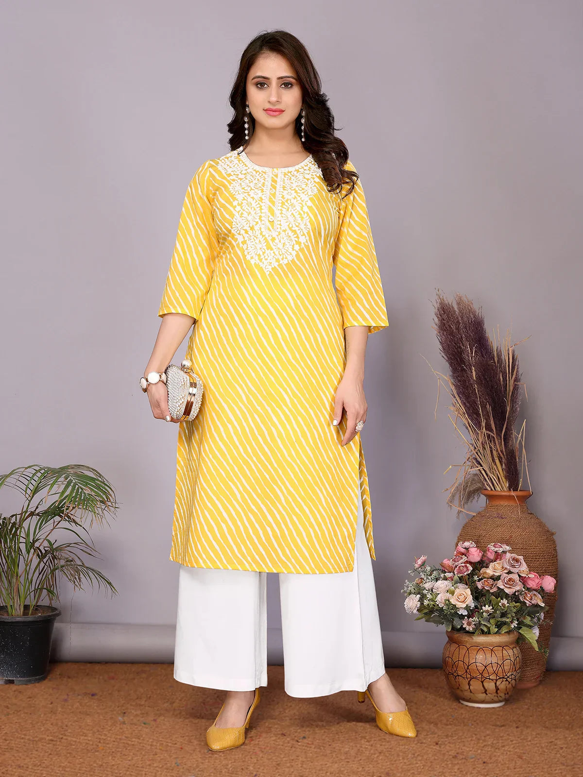 Cotton Embroidered Straight Calf Length Kurta