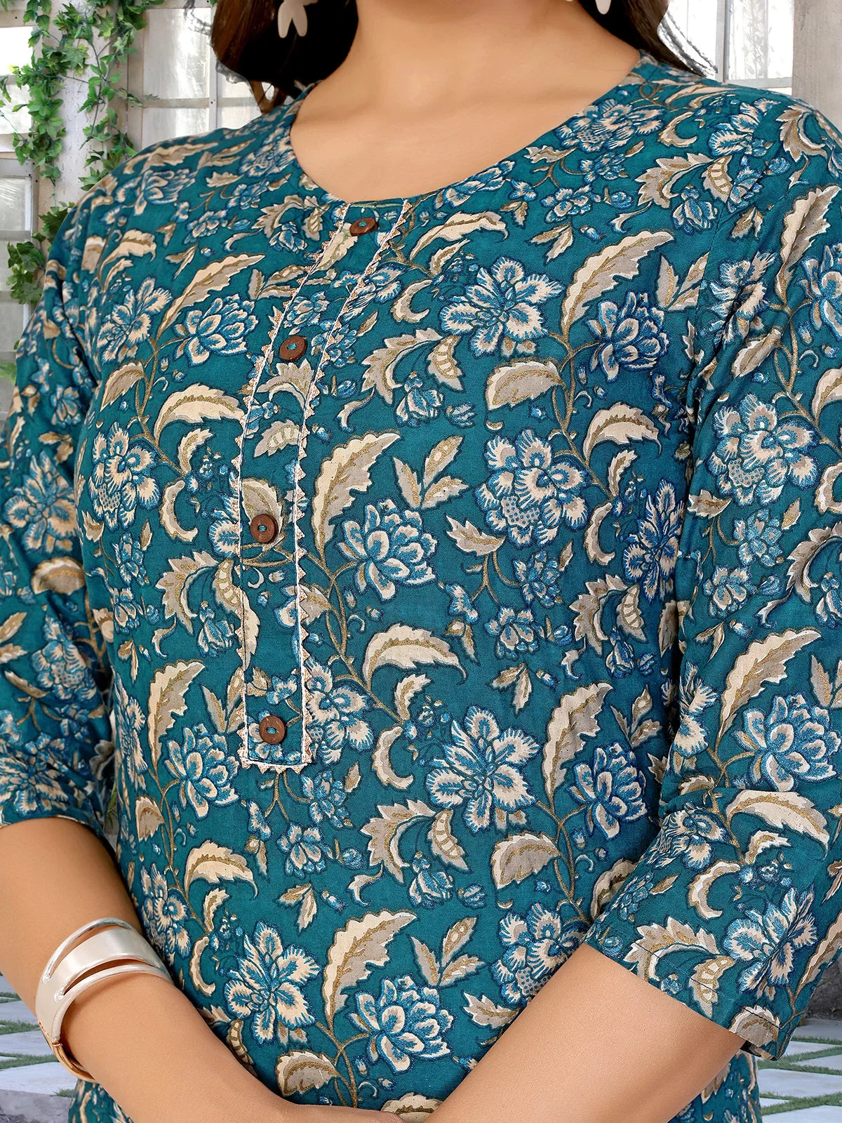 Cotton Printed Straight Knee Length Kurta