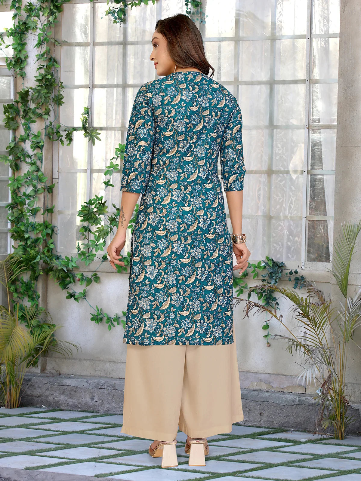 Cotton Printed Straight Knee Length Kurta